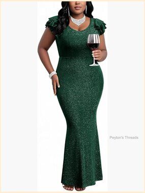 Plus Size Sparkly Mermaid Bodycon Formal Dress Maxi Evening Gown Prom Wedding